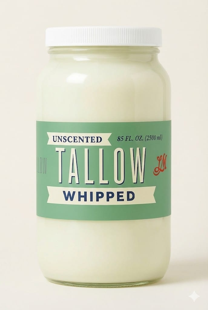 Lady May Tallow Body Cream/Lotion 85oz Unscented Whipped Tallow | All Natural Moisturizer Size 2oz-85oz