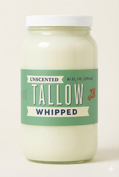 Lady May Tallow Body Cream/Lotion 85oz Unscented Whipped Tallow | All Natural Moisturizer Size 2oz-85oz