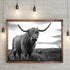 Tailored Canvases Canvas 18x12 inch Medium Premium Gallery Wrapped Highland Cow Black And White Portrait Canvas Wall Art