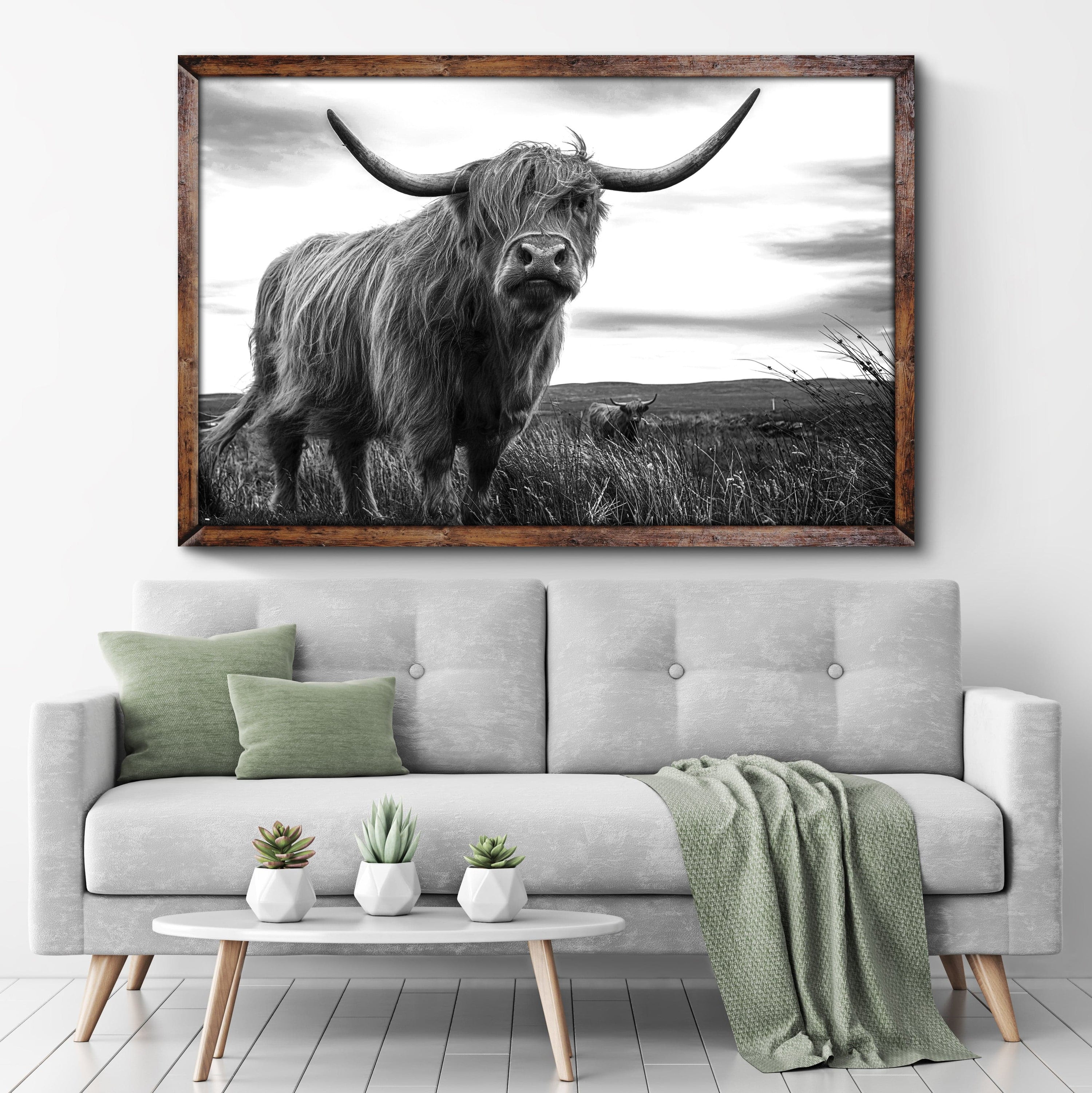 Tailored Canvases Canvas Highland Cow Black And White Portrait Canvas Wall Art