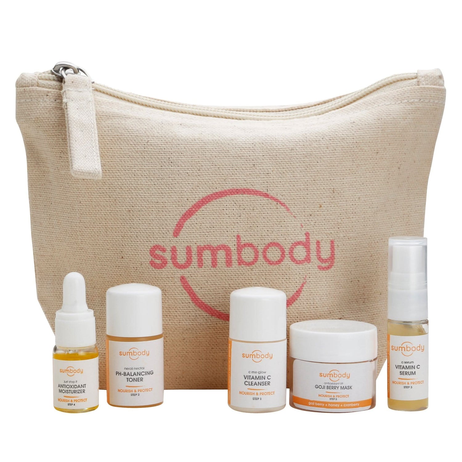 Sumbody Skincare 5 Steps to Perfect Skin Nourish &amp; Protect Mini Kit