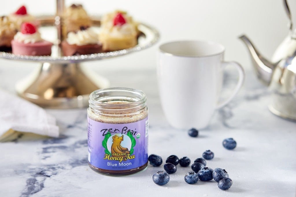 Zenbear Honey Tea simple Blue Moon Honey Tea – Organic Blueberry Lavender Blend for Calm &amp; Clarity (10 oz)