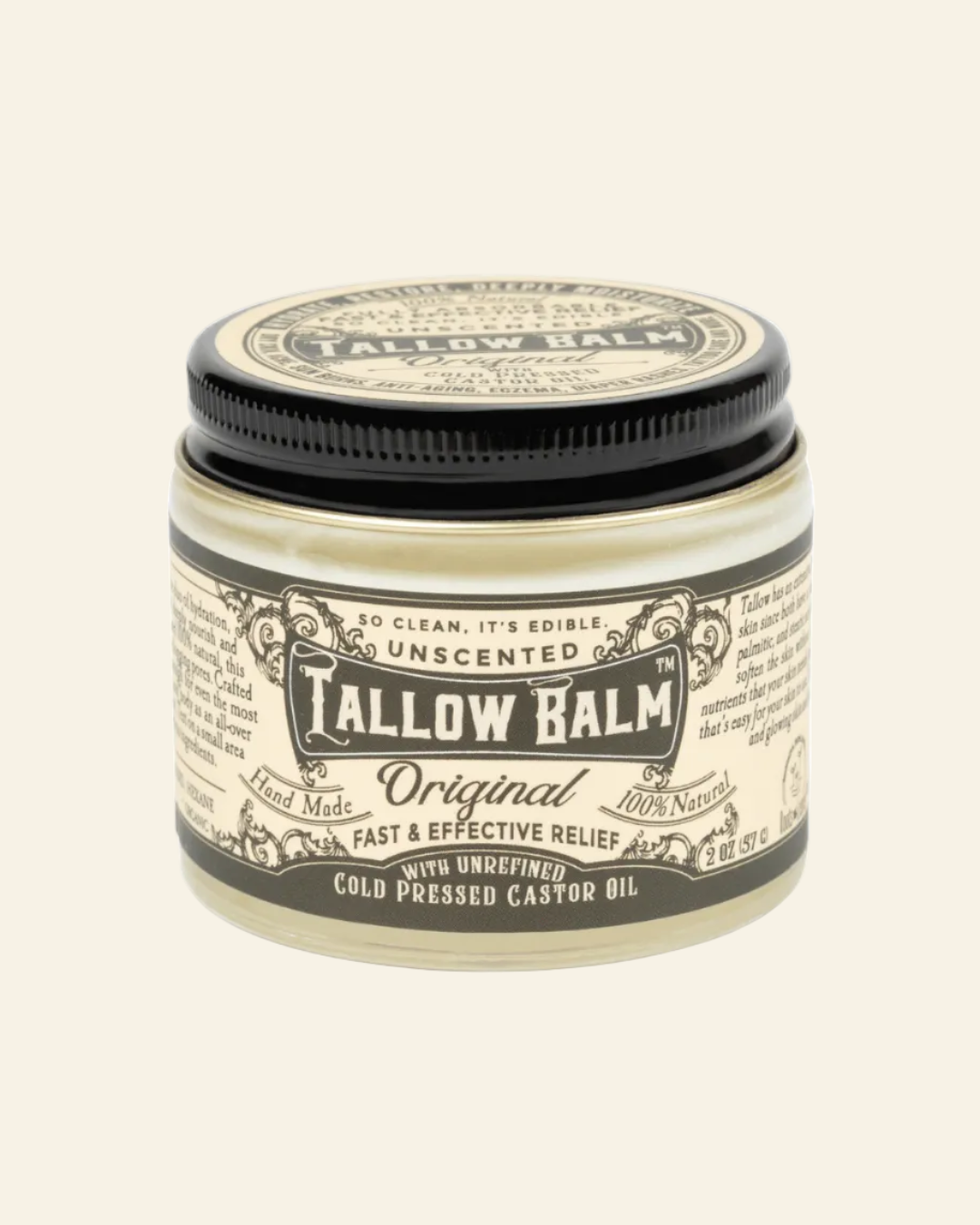 Roots and Leaves, LLC Tallow Balm Original- Unscented with Organic Castor Oil