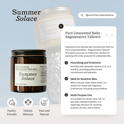 Summer Solace Tallow Tallow Balm Pure Unscented – Tallow Balm | Sensitive Skin