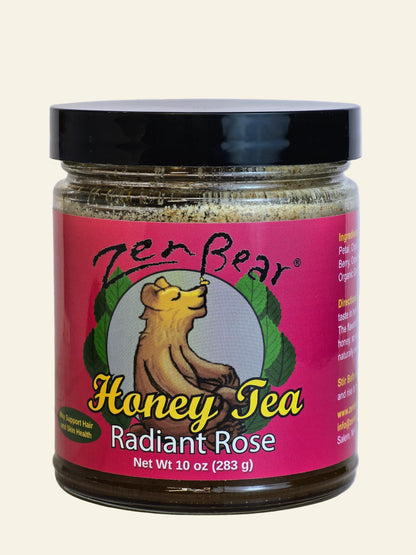 Zenbear Honey Tea simple Radiant Rose Honey Tea – Organic Rose Hip &amp; Hibiscus Blend for Glow &amp; Calm (10 oz)