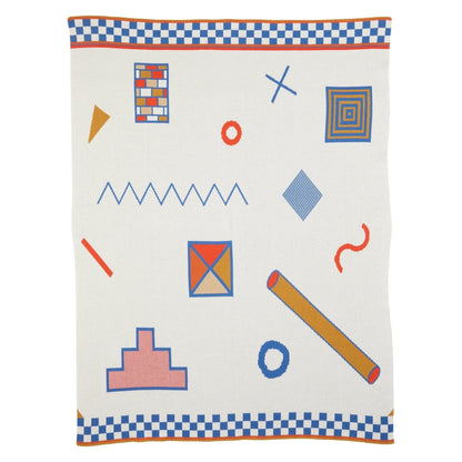 Biquette Throw Blanket Primary in Organic Cotton Shapes Throw Blanket