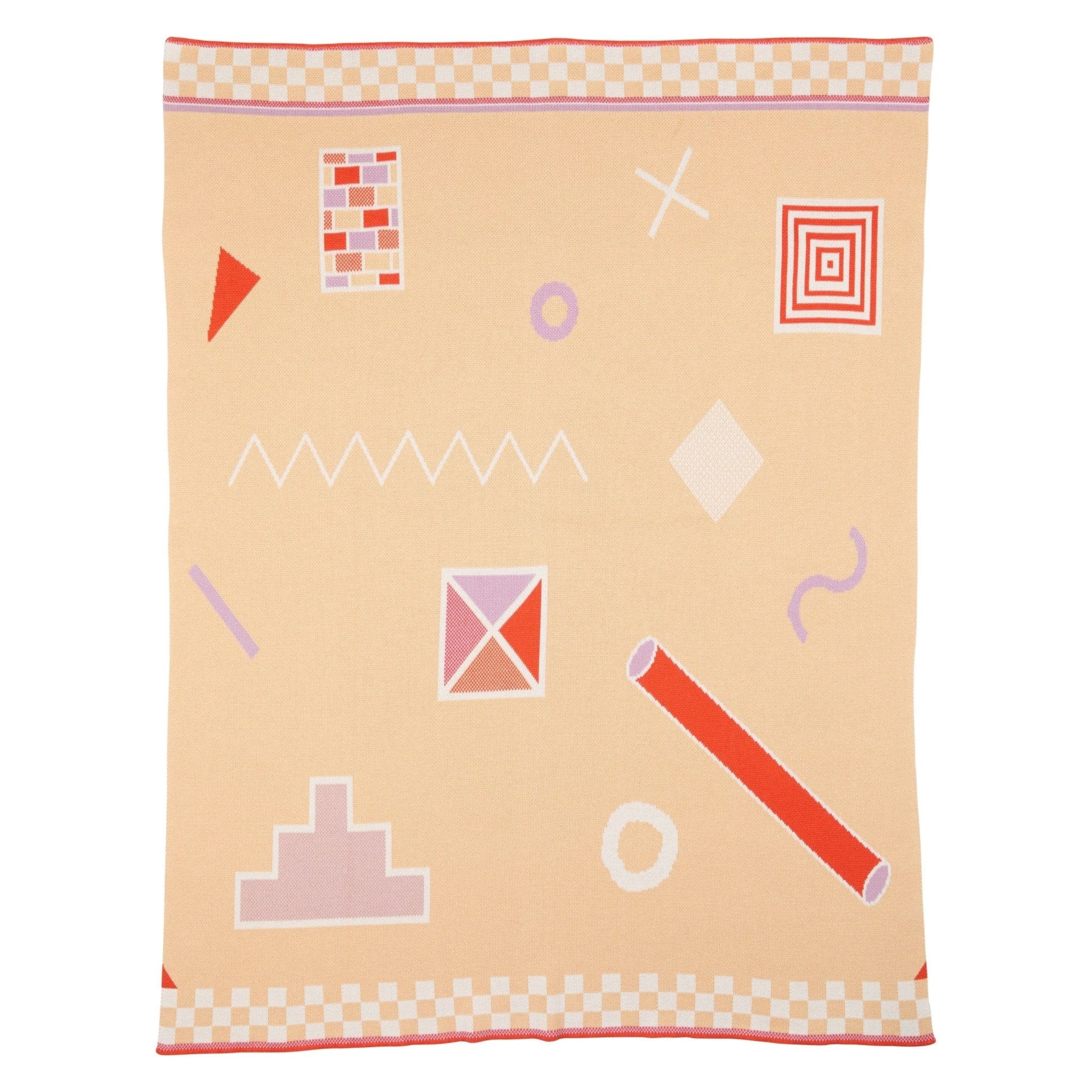 Biquette Throw Blanket Camel in Organic Cotton Shapes Throw Blanket