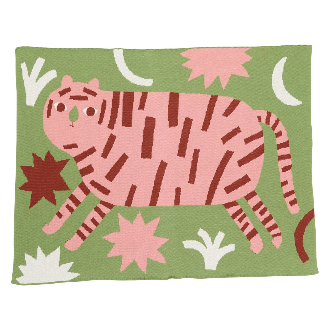 Biquette Baby Blanket Bubblegum in Organic Cotton Surprised Tiger Baby Blanket