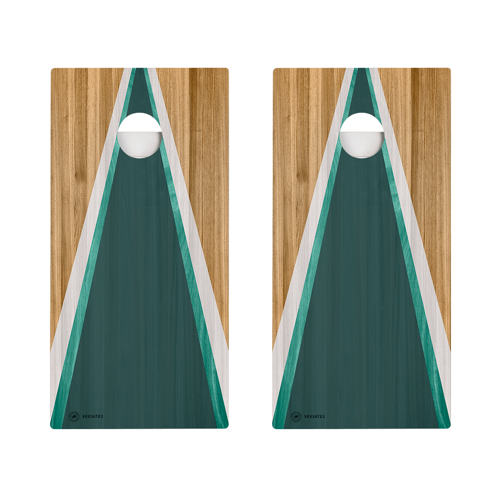 Teak &amp; Teal Triangle Versatex All-Weather Cornhole Boards