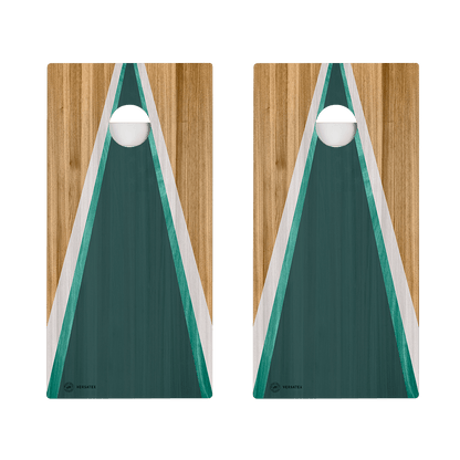 Teak &amp; Teal Triangle Versatex All-Weather Cornhole Boards