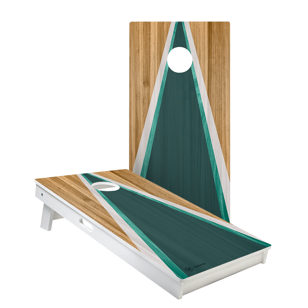 Teak &amp; Teal Triangle Versatex All-Weather Cornhole Boards