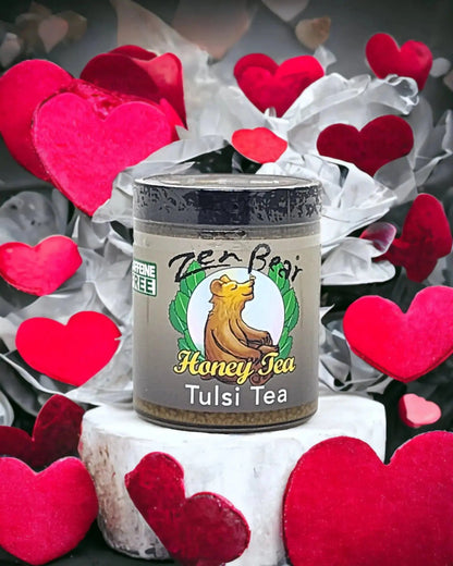 Zenbear Honey Tea simple Tulsi Honey Tea – Organic Holy Basil Blend for Stress Relief &amp; Balance (10 oz)