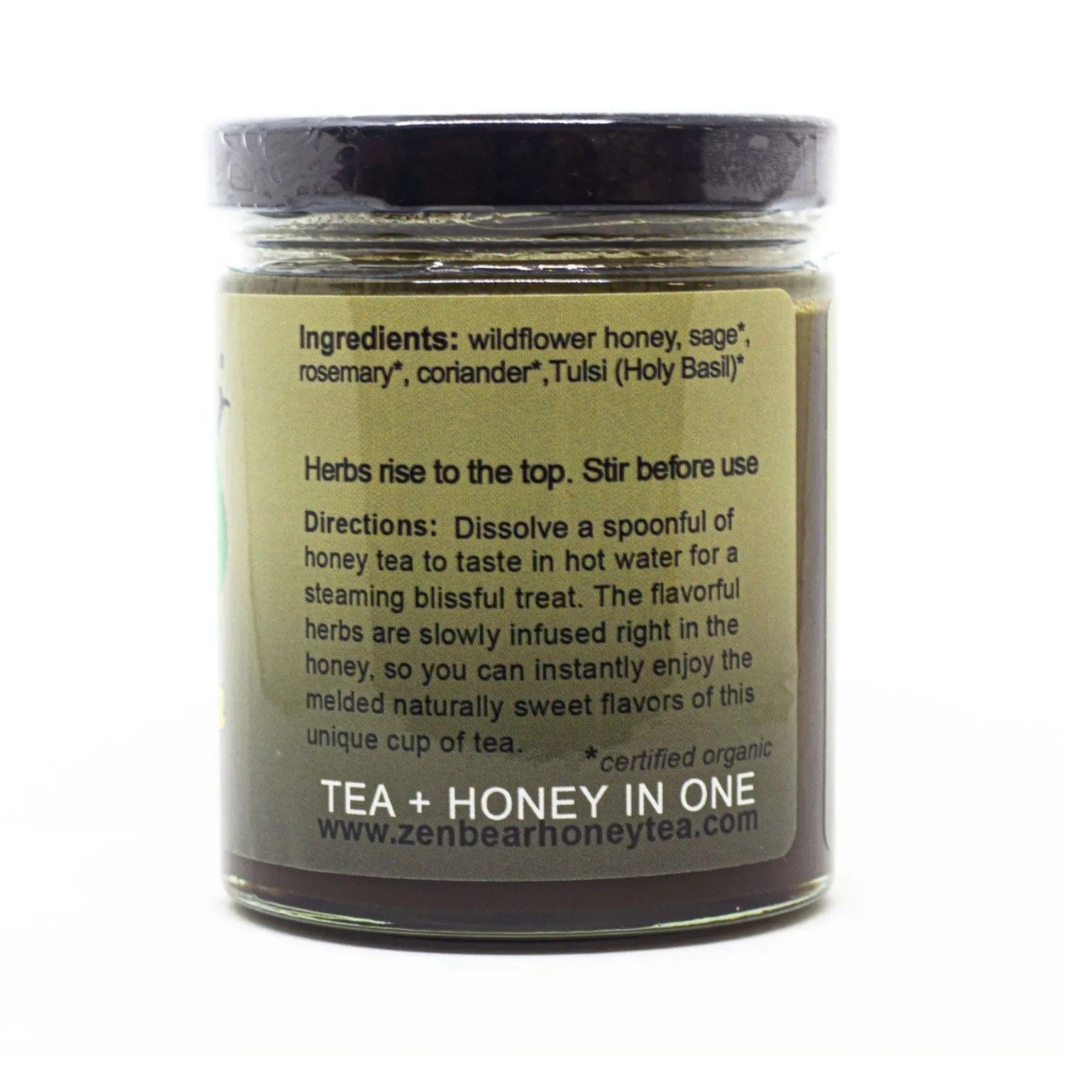 Zenbear Honey Tea simple Tulsi Honey Tea – Organic Holy Basil Blend for Stress Relief &amp; Balance (10 oz)