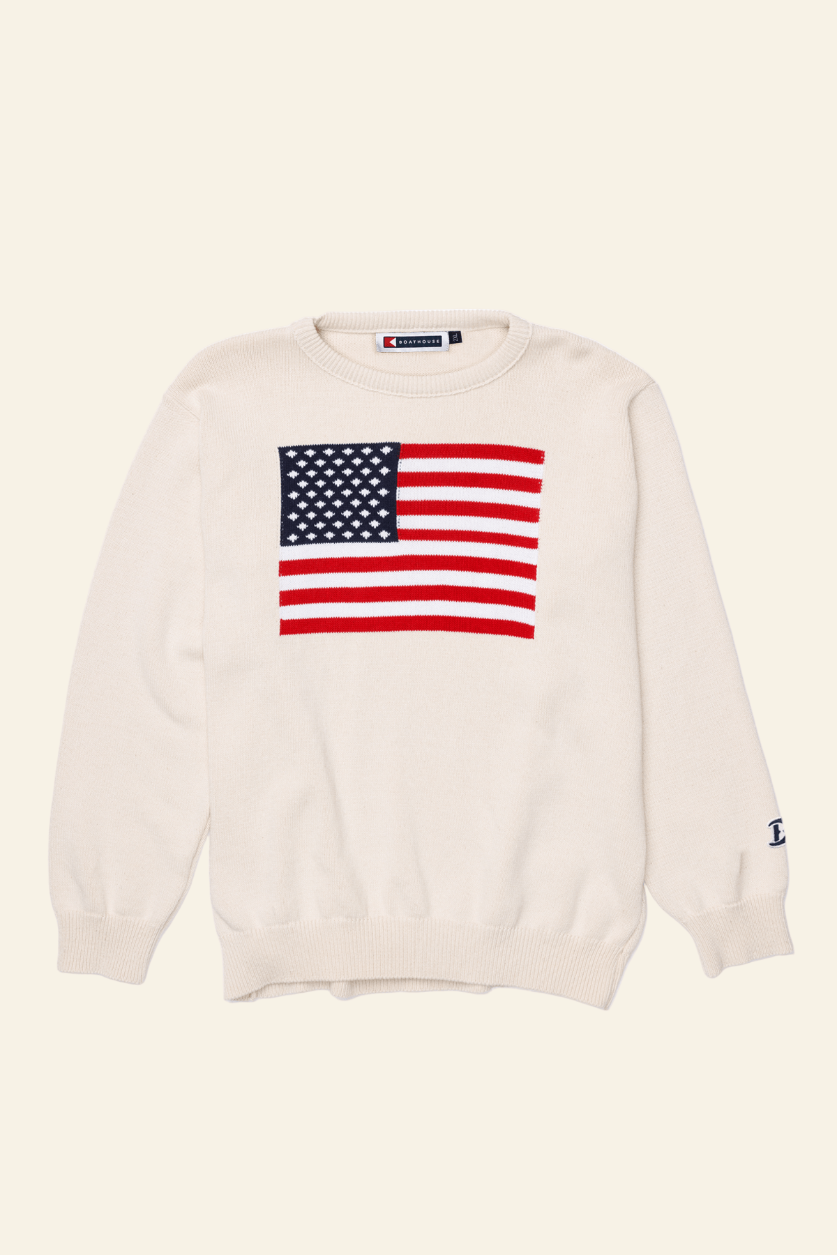 Boathouse unisex crew neck sweatshirt Off White / X-Small Unisex American Flag Knit Crew